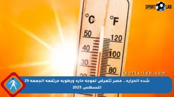 شدة الحرارة.. مصر تتعرض لموجة حارة ورطوبة مرتفعة الجمعة 29 أغسطس 2025
